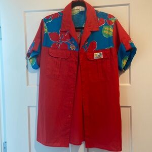 Vintage tropical Hawaiian button down men's large sunny beach excellent *Rare*